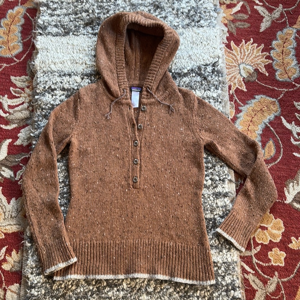 Patagonia Ranchito Hoody Merino Wool Hoodie Pullover Sweater Henley light brown